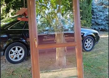 Drzwi balkonowe Oknoplast – brązowe, 3-warstwowa szyba, pełne szkło