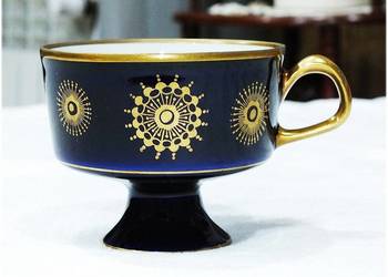 Filiżanka kobalt porcelana kobaltowa złota DDR NRD Retro