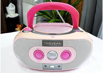 Różowy Boombox SEG BB 1322 CD/MP3/USB Radio odtwarz. Stereo
