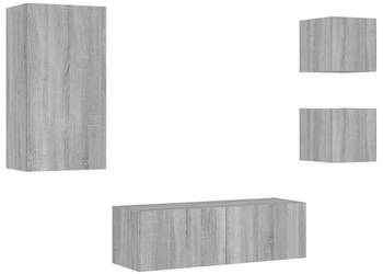 4-cz. zestaw ściennych mebli TV z LED szary dąb sonoma WM-3216886