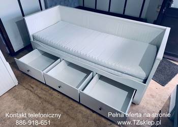 IKEA HEMNES Łóżko Leżanka z 3 szufladami, 2 materace IKEA ,białe Transport