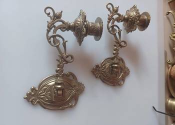 Piękne, mosiężne dwa świeczniki do pianina.