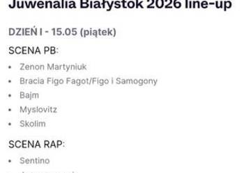 bilet juwenalia Białystok Myslowitz Bajm Skolim Zenek Bracia FigoFagot