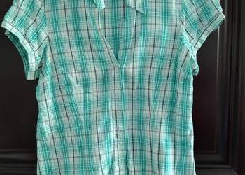 M 38 Koszula turkusowa srebrna nitka dopasowana dekolt szpic