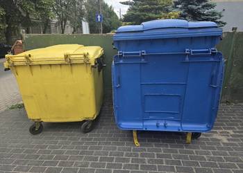 Pojemnik na śmieci 1100 l.Używany niebieski,mocny,Poznań