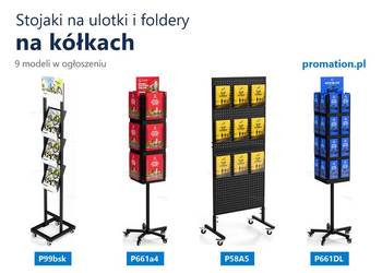 Stojaki na foldery i ulotki na kółkach | stand z kółkami