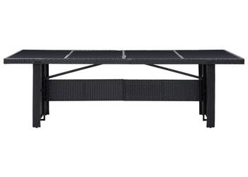 Stół ogrodowy czarny 240x90x74 cm rattan PE i szkło WM-310071