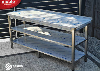 Stół przyścienny gastronomiczny z dwoma półkami spawany 1700x600x850 mm