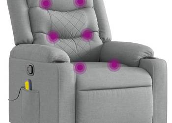 vidaXL Rozkładany fotel masujący, jasnoszary(SKU:374130)