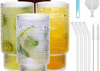 szklanki do koktajli ze szklanymi słomkami, 350 ml