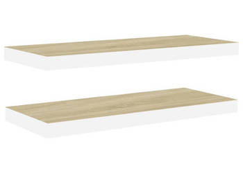 Półki ścienne 2 szt. dębowo-białe 80x235x38 cm MDF WM-326580