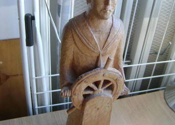 Starocie z PRL Marynistyka Marynarka Wojenna Figura drewniana "Na ORP GROM"