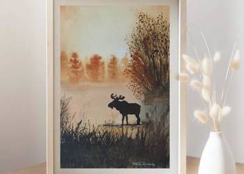 Akwarela Akwarelka Obraz pt: Mglisty Majestat