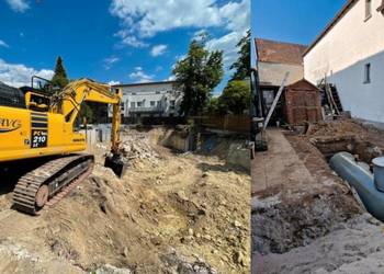 Ziemia KOPARKA Prace ziemne Kopanie stawów Przewiert Kret