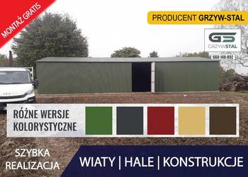 Garaż Blaszany 12x6  - HALA - Magazyn na maszyny - Wiata - GRZYWSTAL