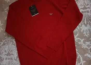 Sweter bawełniany Emporio Armani regular fit - bordowy, rozmiar XL promocja