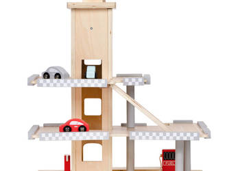 Duży drewniany tor garaż parking z windą + autka ECOTOYS