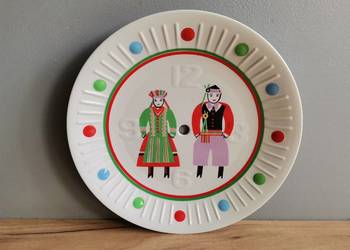 Stary wiszący zegar porcelanowy talerz tarcza zegara PRL