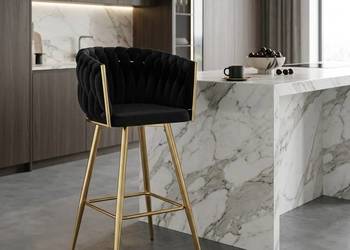 Czarny Hoker Tapicerowany Rosa-B, Wysyłka 24H, Dostawa 0zł!