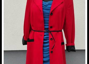 Czerwona marynarka damska 30% wełna oversize