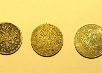 Trzy monety srebrne Rubel 1897 r. 10 Złoty 1933r. i 5000 zł 1988