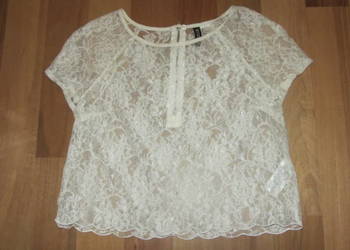 H&M,śliczna koronka,krótka bluzka, 158/164, XS/S, 34/36