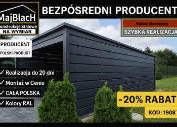 A92-Jednospadowy Garaż Blaszany |Altana na Samochód  |WIATA – Maj-Blach