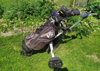 Zestaw kije golfowe torba i wózek trójkołowy na torbę piłeczki i akcesoria