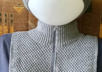 czapka i golf rozpinany - komplet na chłodne dni szary