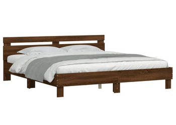 Rama łóżka z wezgłowiem i LED brązowy dąb 160x200 cm WM-3207538