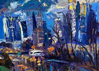 Ludovic Labbé 1978 nowy olej na płótnie 61x50cm "Francfort" Frankfurt