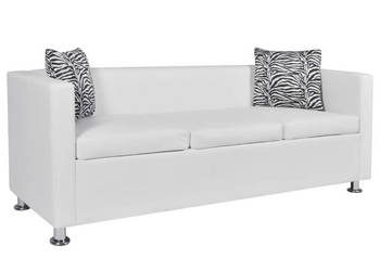 Sofa 3-osobowa ze skóry syntetycznej biała WM-242211