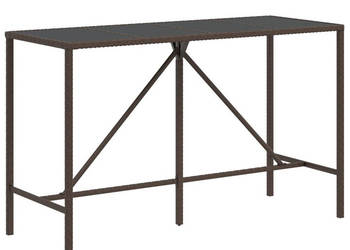 Stolik barowy ze szklanym blatem brązowy 180x70x110 cm WM-362590