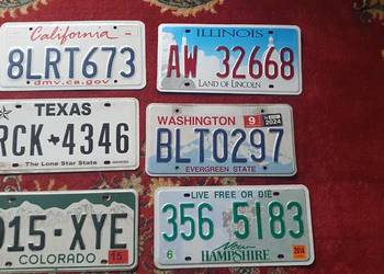 6 tablic rejestracyjnych USA oryginal