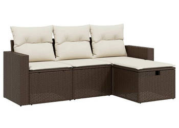 4-cz zestaw wypoczynkowy do ogrodu poduszki brązowy rattan PE WM-3263449