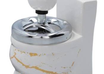 Biała Popielniczka w Kształcie Kibelka WC Toalety Zamykana Obrotowa Gentelo