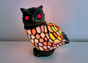 Tiffany lampa witrażowa stołowa nocna biurowa "sowa"
