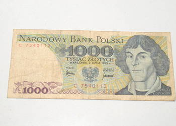 Stary banknot 1000 złotych Kopernik 1975 antyk