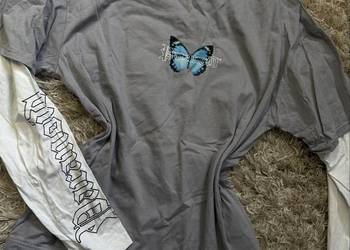 Szara koszulka butterfly layered t-shirt 100% cotton S