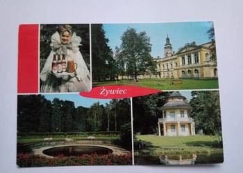Pocztówka z Żywca lata 80-te PRL-u + znaczek Orzeł Biały