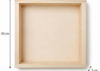 Drewniana ramka 30×30×3 cm – makrama aniołki, rękodzieło