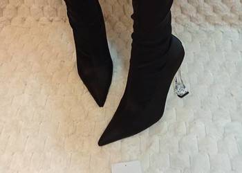 (40) ASOS Design/Czarne botki w Szpic z Londynu z ozdobnym obcasem/ NOWE