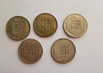 5x 200 zł XXX-lecia PRL 1974, mapka, Ag srebro 625