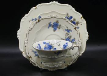 Komplet śniadaniowy Sorau Żary, niebieskie Mimozy Mimose, 1928 - 45