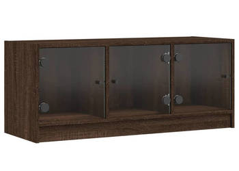 Szafka TV ze szklanymi drzwiami brązowy dąb 102x37x42 cm WM-836412