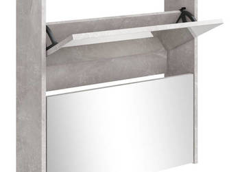 Szafka na buty lustro i 2 szuflady szary beton 63x17x67 cm WM-342630