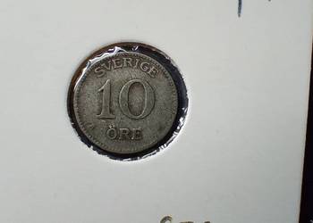 Stare monety 10 ore 1914 Szwecja srebro