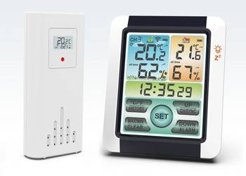 Bezprzewodowa stacja pogodowa termometr higrometr zegar alarm