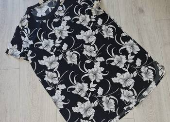 Bluzka damska tunika kwiaty czerń i biel New Look rozm 40/L