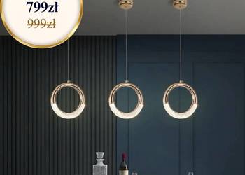 Żyrandol ROUND SINGLE Glamour Kryształowy Złoty LED Lampa Wisząca Nad Wyspę Żyrandol ROUND SINGLE Glamour Kryształowy Złoty LED Lampa Wisząca Nad Wyspę